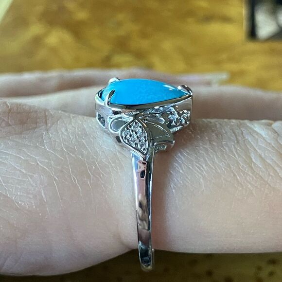 Kingman Turquoise Sterling Silver Ring Size 10 - Picture 3 of 10
